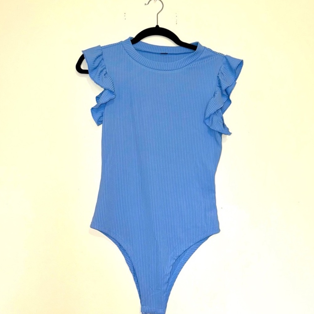 White Ruffled Bodysuit Top - Picture 8 of 12